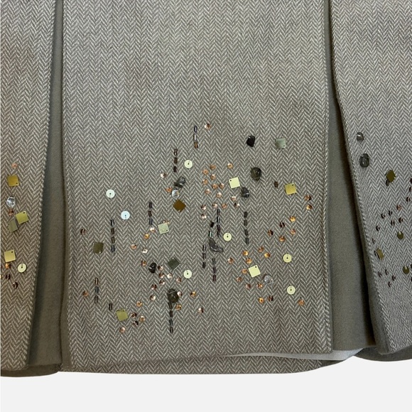 NEW Pleated Wool Blend Skirt Beaded Sequins 10P Academia Preppy Office MSRP$69 - Picture 2 of 5